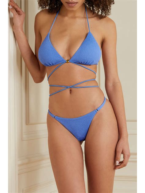 VIX Eva Seersucker Triangle Bikini Top NET A PORTER US