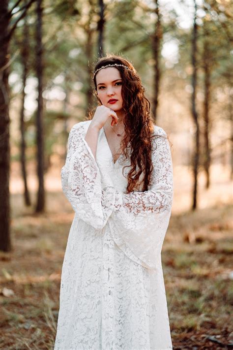 Long Flowy Fairy Wedding Dress Forest Nymph Bridal Gown Bell Etsy