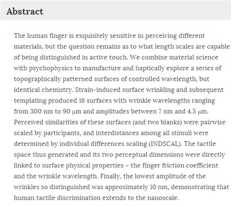 The Sensing Limits Of Your Finger Awesci Science Everyday