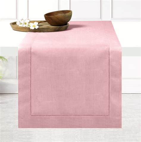 D Moksha Homes 100 Pure Linen Hemstitch Table Runner 14 X 60 Inch