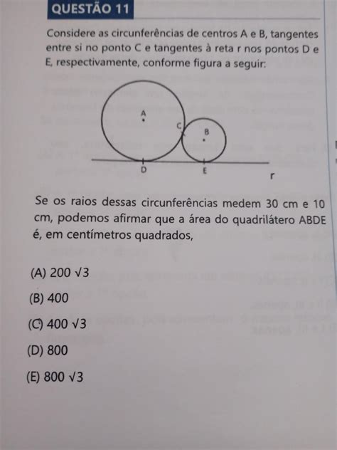 Considere As Circunferências De Centros A E B Tangentes Entre Si No