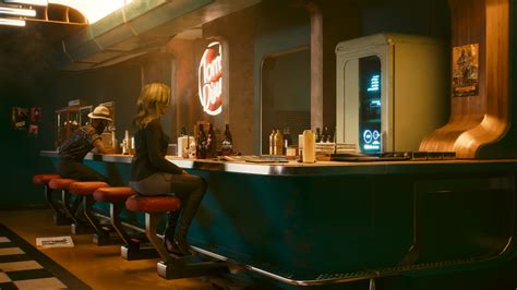 Wallpaper Cyberpunk 2077 Video Games Cgi Bar Chair Sitting