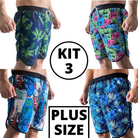 Kit Shorts Tactel Masculino Plus Size G G G Academia Fitness