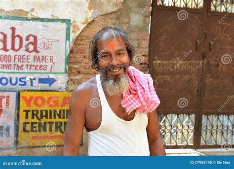 Smiling Indian Man In Varanasi Editorial Image Image Of Face Happiness 27955795