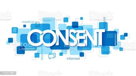 Consent Blue Typography Banner Stock Illustration Download Image Now