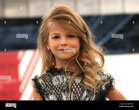 Minsk, Belarus. 12th Jan, 2020. A kid model presents a fashion creation ...