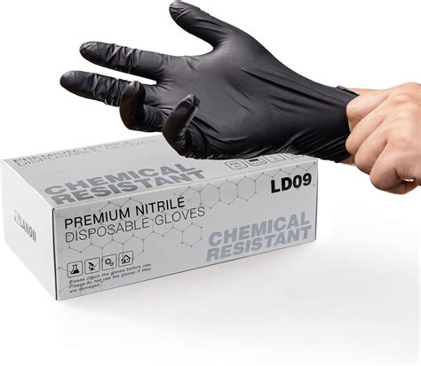 Lanon 6 Mil Black Nitrile Disposable Gloves En Iso 374 Chemical