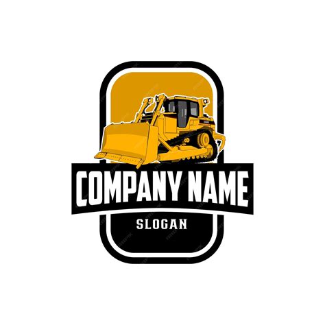Bau des firmenlogos für schwere ausrüstung | Premium-Vektor