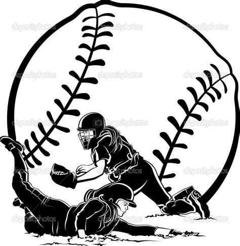 Softball Clip Art Black And White Vector Illustration Of A Runner