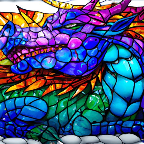 Beautiful Stained Glass Dragon Graphic · Creative Fabrica