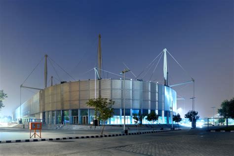 Metal mesh façade from GKD Yamuna Sports Stadium GKD IN