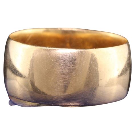 Antique Art Deco Mermod And Jaccard 18k Yellow Gold Wide Wedding Band At 1stdibs