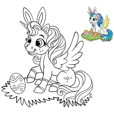 Coloriage De P Ques Avec Mod Le En Couleurs La Licorne Et Son Oeuf En