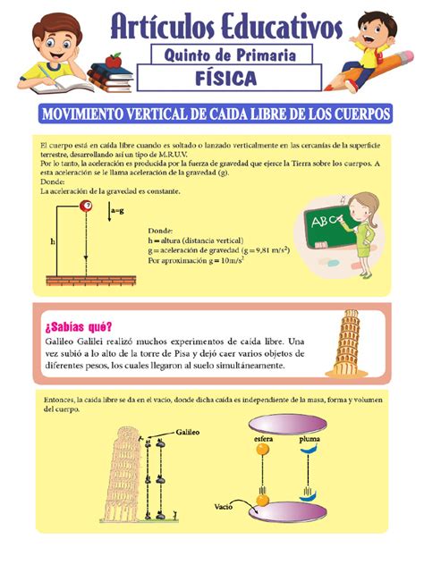 Movimiento Vertical De Caida Libre De Los Cuerpos Para Quinto De Primaria Pdf