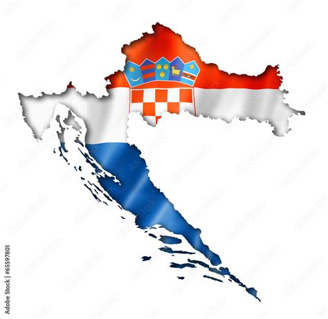 Croatian flag map Stock Illustration | Adobe Stock