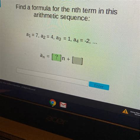 Solved Find A Formula For The Nth Term In This Arithmetic