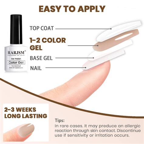 RARJSM Esmalte de uñas de gel color nude transparente marrón claro rosa tono de piel neutro