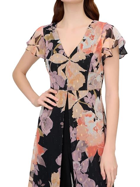 Adrianna Papell 3 4 Sleeve Guipure Cocktail Dress Champagne Free