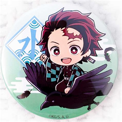 tanjiro kamado demon slayer kimetsu  yaiba crow pin badge button