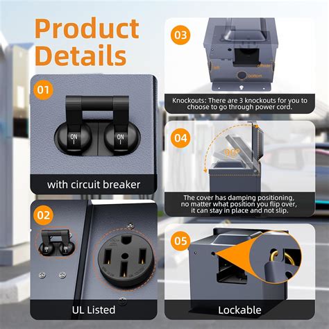 Joinfworld Caja De Toma De Corriente De Amperios Para Rv Con