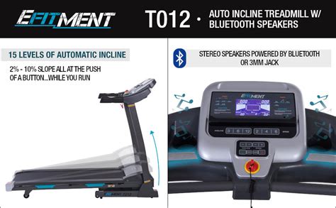 Efitment Auto Incline Bluetooth Motorized Treadmill Wspeakers T012