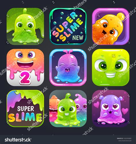 Funny Cartoon Colorful App Icons Slime Stock Vector Royalty Free