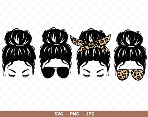 Messy Bun Svg Bundle Girl With Lashes Svg Mom Life Svg Etsy