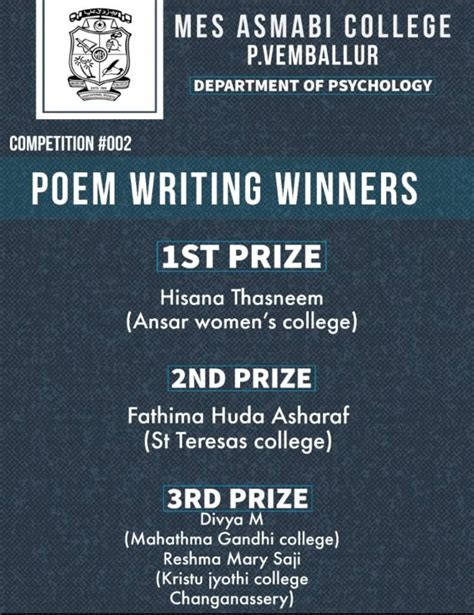 Prize Winner- Story Writing and Poetry Writing Competition - St.Teresa’s College (Autonomous)