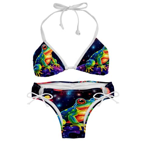 Starry Sky Frog Detachable Sponge Bikini Set Adjustable Strap One