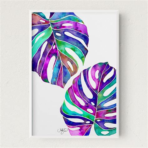 Monstera Deliciosa Art Print Monstera Leaf Watercolor Painting Jungle Leaf Art Print Jungle