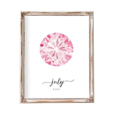 July Birthstone Art Print July Birthday Watercolor