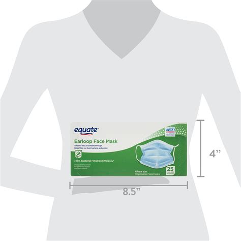 Equate Earloop Face Masks White 25 Count