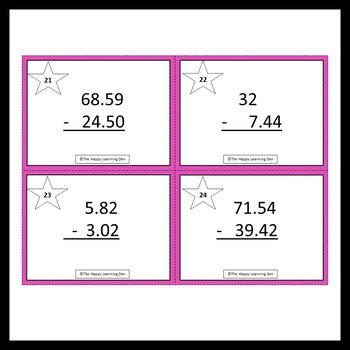 Subtracting Decimals Task Cards By The Happy Learning Den TpT