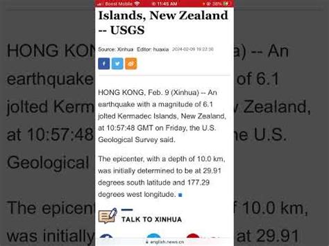 Magnitude Quake Hits Kermadec Islands New Zealand Usgs Youtube