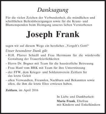 Traueranzeigen Von Joseph Frank Mittelbayerische Trauer