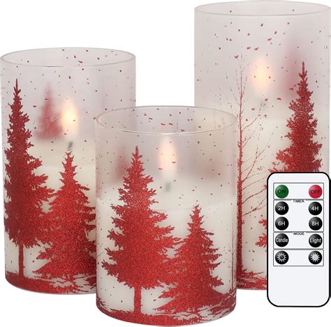 Amazon Crystal Club Christmas Flameless Candles Set Of 3 Santa