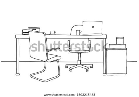 Sketch Room Office Chair Desk Various Stock Vector Royalty Free