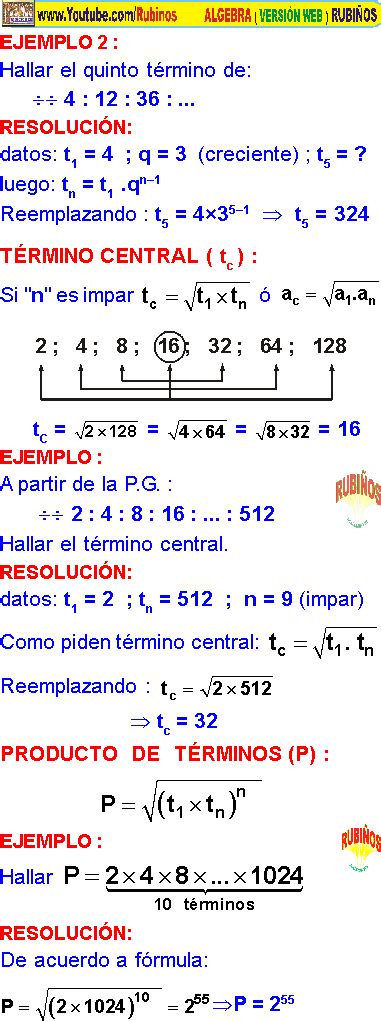 Progresiones Geometricas Ejercicios Resueltos Y Para Resolver Pdf