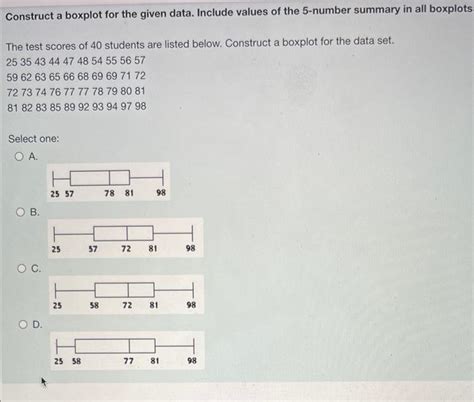 [Solved]: Construct a boxplot for the given data. Include v