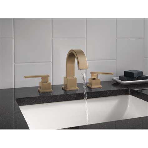 Delta Vero Champagne Bronze 2 Handle Widespread Watersense High Arc Bathroom Sink Faucet With