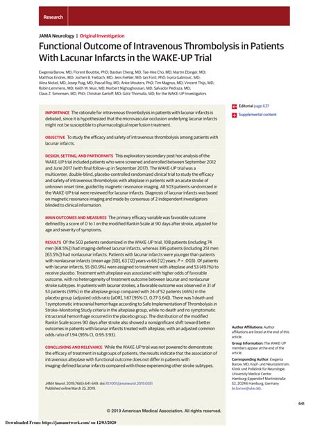 PDF Functional Outcome Of Intravenous Thrombolysis In Patients With