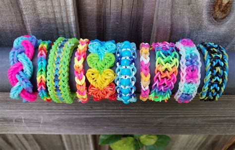 Set Of 10 Rainbow Loom Bracelets Starburst Dragonscale Loom Band