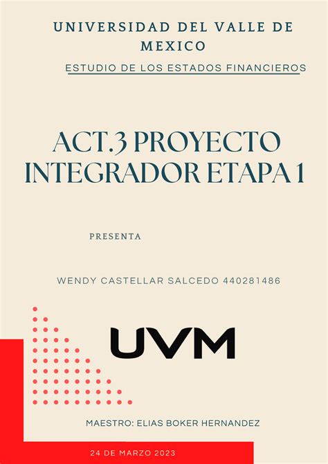 A3 ACT 3 PROYECTO INTEGRADOR ETAPA 1 ACT PROYECTO INTEGRADOR ETAPA 1