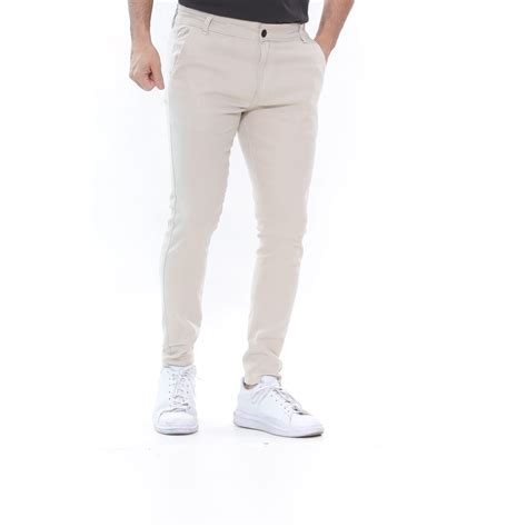 Calça Sarja Areia Masculina Slim Fit Com Lycra E Bolso Faca Escorrega