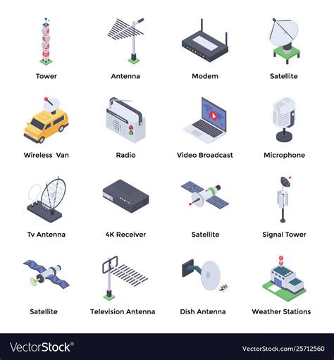 Telecommunication Isometric Icons Pack Royalty Free Vector