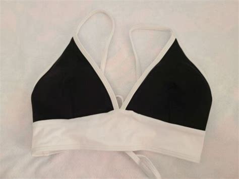 Venus Bathing Suit Top Triange Bikini Halter Top Black And White Size