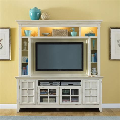 New Generation 50 Inch Tv Entertainment Center In Vintage White Finish