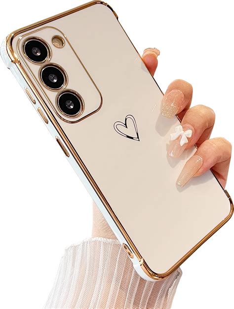 Ztofera Designed For Samsung Galaxy S23 Fe 5g Casecute Plating Edge Love Hearts