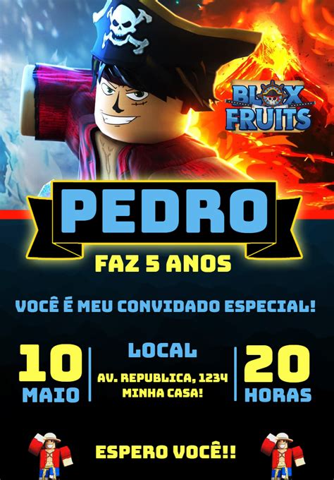 Invitación de cumpleaños de una pieza de Blox Fruits Roblox en 2024