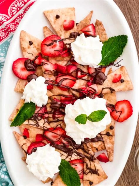 Strawberry Dessert Nachos With Cinnamon Chips Abundance Of Flavor